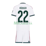 Camiseta RUDIGER 22 Real Madrid Primera Equipación 2026/2027 Blanco Niño Kit con Parche HP