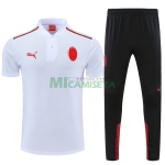 Polo AC Milan 2022/2023 Kit Blanco Marca Rojo
