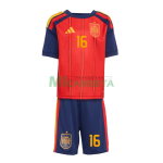Camiseta Rodrigo 16 España Primera Equipación 2026 Rojo/Azul Niño Kit