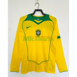 Camiseta Brasil Primera Equipación Retro 2004 ML Amarillo