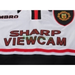Camiseta Manchester United Segunda Equipación Retro 1998/99 Blanco Niño Kit