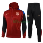 Chandal Barcelona 2024/2025 Con Capucha Rojo Oscuro/Azul