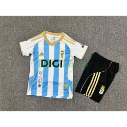 Camiseta Real Oviedo Tercera Equipación 2025/2026 Azul/Blanco Niño Kit con Parche La Liga