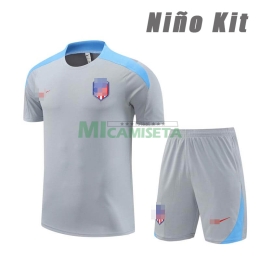 Camiseta de Entrenamiento Atlético de Madrid 2024/2025 Niño Kit Gris Claro (El Escudo Anterior)