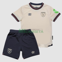 Camiseta West Ham United Segunda Equipación 2025/2026 Beige Niño Kit