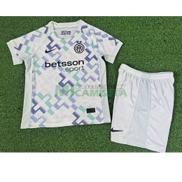 Camiseta Inter de Milan Segunda Equipación 2025/2026 Blanco Niño Kit (EDICIÓN JUGADOR)