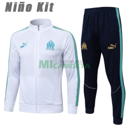 Chandal Olympique Marsella 2025/2026 Niño Blanco con Estampado en Manga
