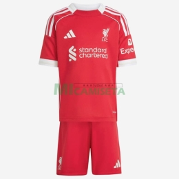 Camiseta Liverpool Primera Equipación 2025/2026 Rojo Niño Kit