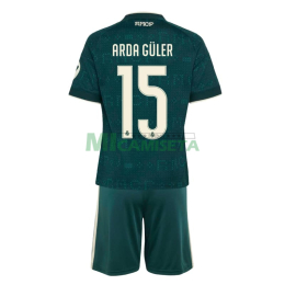 Camiseta ARDA GÜLER 15 Real Madrid  Segunda Equipación 2026/2027 Verde Oscuro Niño Kit con Parche HP