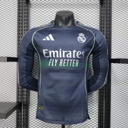 Camiseta Real Madrid Segunda Equipación 2025/2026 ML Azul Marino con Parche HP (EDICIÓN JUGADOR)