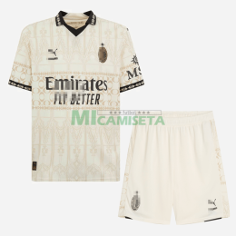 Camiseta AC Milan Cuarta Equipación 2023/2024 Beige Niño Kit