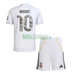 Camiseta MODRIĆ 10 Real Madrid Primera Equipación 2025/2026 Blanco Niño Kit con Parche HP
