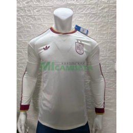 Camiseta España Segunda Equipación Mundial 2026 ML Blanco 2 Estrellas (EDICIÓN JUGADOR)