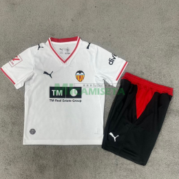 Camiseta Valencia Primera Equipación 2026/2027 Blanco Niño Kit con Parche La Liga