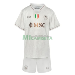 Camiseta Napoli Segunda Equipación 2025/2026 Blanco Niño Kit