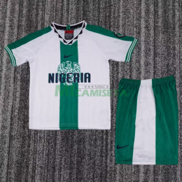 Camiseta Nigeria Segunda Equipación Retro 1996 Blanco/Verde Niño Kit