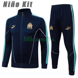 Chandal Olympique Marsella 2025/2026 Niño Azul Marino con Estampado en Manga
