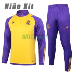 Sudadera De Entrenamiento Real Madrid 2024/2025 Niño Kit Amarillo/Morado
