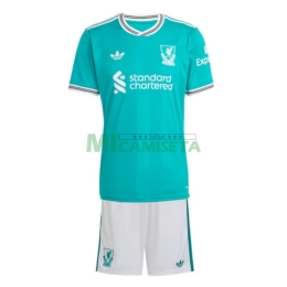 Camiseta Liverpool Tercera Equipación 2025/2026 Verde Niño Kit