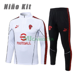 Sudadera De Entrenamiento AC Milan 2025/2026 Niño Kit Blanco/Rojo