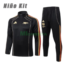 Sudadera De Entrenamiento Arsenal 2025/2026 Niño Kit Negro Versión Retro