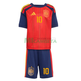 Camiseta Olmo 10 España Primera Equipación 2026 Rojo/Azul Niño Kit