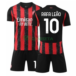 Camiseta RAFA LEÃO 10 AC Milan Primera Equipación 2025/2026 Rojo/Negro Niño Kit