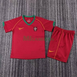 Camiseta Portugal Primera Equipación Retro 2006 Niño Kit