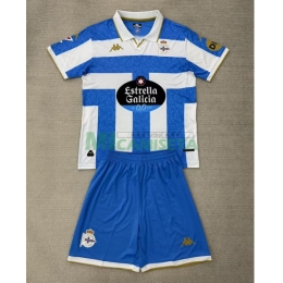 Camiseta Deportivo de La Coruña Primera Equipación 2025/2026 Blanco/Azul con Parche La Liga Niño Kit