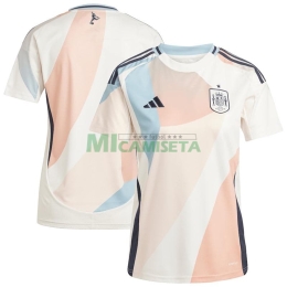 Camiseta España Segunda Equipación la EURO Femenina 2025 Mujer Blanco/Beige