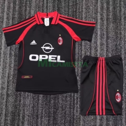 Camiseta AC Milan Tercera Equipación Retro 2000/01 Negro/Rojo Niño Kit