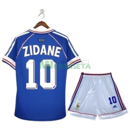 Camiseta ZIDANE 10 Francia Primera Equipación Retro 1998 Niño Kit