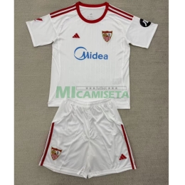 Camiseta Sevilla FC Primera Equipación 2025/2026 Blanco Niño Kit