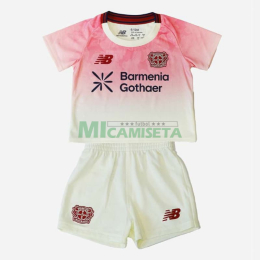Camiseta Leverkusen Segunda Equipación 2025/2026 Blanco/Rosa Niño Kit