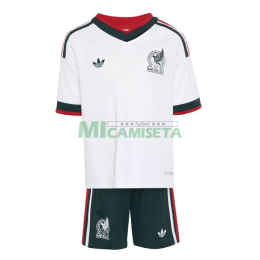 Camiseta México Segunda Equipación Mundial 2026 Blanco Niño Kit