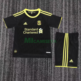 Camiseta Liverpool Tercera Equipación Retro 2010/11 Negro Niño Kit
