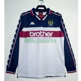 Camiseta Manchester City Segunda Equipación Retro 1997/98 ML Blanco