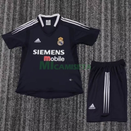 Camiseta Real Madrid Segunda Equipación Retro 2004/05 Negro Niño Kit