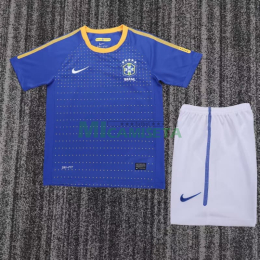 Camiseta Brasil Segunda Equipación Retro 2010 Azul Niño Kit