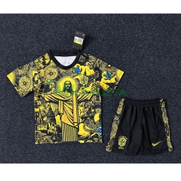 Camiseta Brasil 2024 Especial Edición Negro/Amarillo Niño Kit