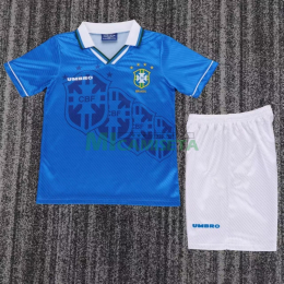 Camiseta Brasil Segunda Equipación Retro 1996 Azul Niño Kit