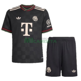 Camiseta Bayern Múnich Tercera Equipación 2025/2026 Negro Niño Kit