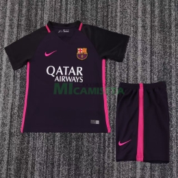 Camiseta Barcelona Segunda Equipación Retro 2016/17 Negro Niño Kit