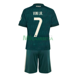 Camiseta VINI JR. 7 Real Madrid Segunda Equipación 2026/2027 Verde Oscuro Niño Kit con Parche HP