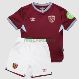 Camiseta West Ham United Primera Equipación 2025/2026 Rojo Oscuro Niño Kit
