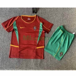 Camiseta Portugal Primera Equipación Retro 2002 Niño Kit