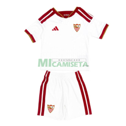 Camiseta Sevilla FC Primera Equipación 2026/2027 Blanco Niño Kit con Parche La Liga