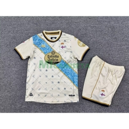 Camiseta Deportivo de La Coruña Tercera Equipación 2025/2026 Blanco Roto Niño Kit con Parche La Liga