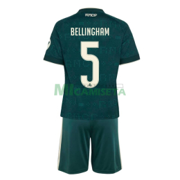 Camiseta BELLINGHAM 5 Real Madrid Segunda Equipación 2026/2027 Verde Oscuro Niño Kit con Parche HP