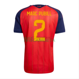 Camiseta Marc Pubill 2 España Primera Equipación Mundial 2026 Rojo/Azul